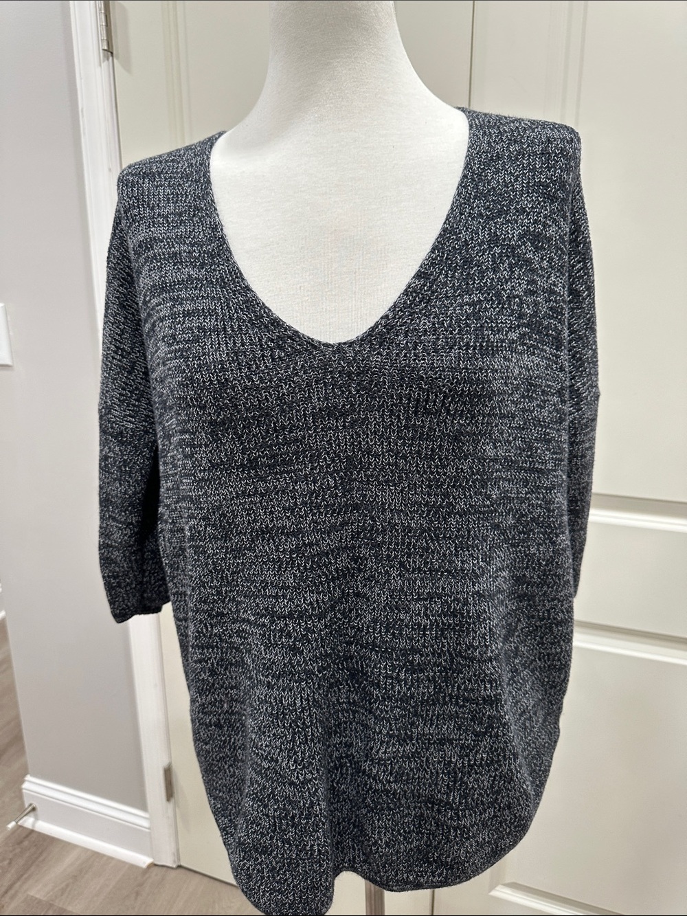 Express Charcoal Marled V-Neck Sweater